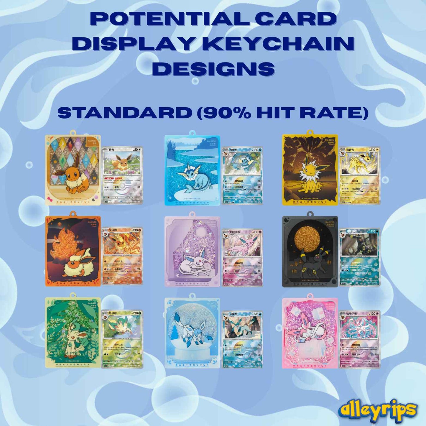 Blooming Legends 'Eevee & Friends' Quicksand Card Display Keychain